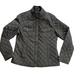 WOMEN’S ARMY GREEN QUILTED FALL SPRING JACKET SNAP CLOSURE CASUAL  SIZE: SMALL